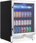 GarveeHome Beverage 24 inch Refrigerator, 120 Cans, Built-in/Freestanding Cooler, Digital Control, Under Counter Beer Fridge with Glass Door, Safety Locks, Removable Racks, for Kitchen, Bar, Office