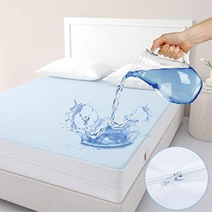 JET'S HOME Super King Waterproof Mattress Protector With Zipper - 6 Sided Anti Bed Bug And Dust Mite Mattress Encasement - Washable Zippered Mattress Cover (180x200X30CM)