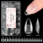 Makartt Short Almond Nail Tips - 510pcs 15 Sizes Full Cover False Nails, Half Matte for Gel Extensions & DIY Press On, Acrylic Soft Gel Nail Tips