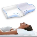 Sleepsia Memory Foam Pillow | 1 Year Warranty | Cervical Pillow for Neck Pain, Pillow for Neck Pain, Orthopedic Pillow with Extra Curve Neck Support for Sleeping Side & Back Sleepers (White)