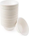 BESELER 100Pack Disposable Paper Bowls, 350 ml Biodegradable and Compostable Bagasse Bowls, White Sugarcane Bowls for Picnics, BBQ and Parties Bowls