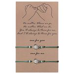 SUNSH 2Pcs Sea Turtle Anklets Bracelets for Women Teen Girls Lover Pinky Promise Matching BFF Adjustable String with Wish Card Jewelry Couple Boyfriend Girlfriend Husband Wife Friendship Gifts, 6-11