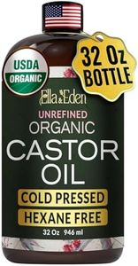 Ella & Eden Organic Castor Oil for Hair Growth | Natural Skin Moisturizer 32 Fl Oz | 100% Pure Cold-Pressed USDA Organic Hexane-Free Oil for Castor Packs Navel Oiling Nail Lashes Brows