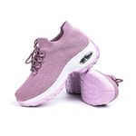 Hitmars Womens Trainers Ladies Sneakers Lightweight Mesh Walking Running Sports Gym Knit Shoes Air Cushion Casual Comfy 1-Pink Size 5 (38EU)