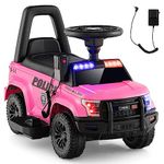 Maxmass Kids Ride on Police Car, 6V Battery Powered Electric Vehicle with Side Megaphone, Horn, USB/TF, Warning Light, Siren Sound and Underseat Storage, Children Toy Car for 18-60 Months (Pink)