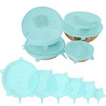 HUSAIHU 6 PCS Silicone Lids Food Covers, Different Sizes Reusable for Cups Bowls, Stretch Microwave Freezer Can, 100 Percent Safe Grade Round Shaped Tin Cover (Green)