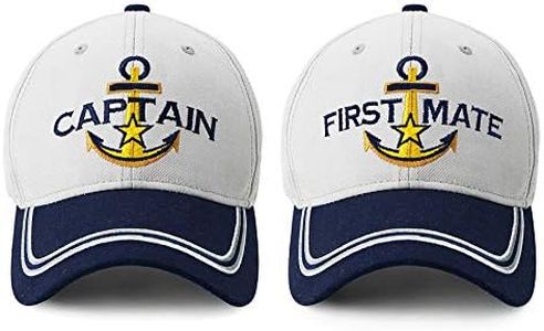 PopCrew Captain Hat & First Mate | Matching Skipper Boating Baseball Caps | Nautical Marine Sailor Navy Hats, Captain & First Mate, One Size