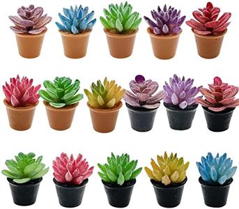 Cayway Dollhouse Plant Miniature 16 PCS Artificial Plant Tiny Bonsai Model Mini Flowerpot Fake Succulent Doll House for Garden Dollhouse Decorations