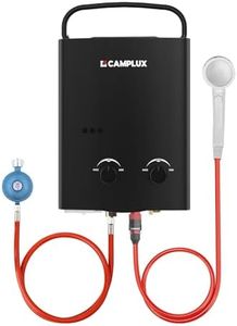 CAMPLUX AY132B-DE Tankless Chauffe-eau au Gaz, 50 mbar, 5 Litres, avec Poignée Portable, 10kW, Gaz Propane/Butane pour Douche de Camping, Douche de Chevaux