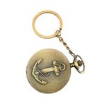 Arkanum Brass Anchor Shaped Pocket Watch Keychain, Gold