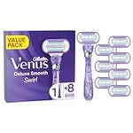 Gillette Venus Deluxe Smooth Swirl Women's Razor Blade Refills, Pack of 6, 5 durable blades to deliver an extra smooth shave that lasts