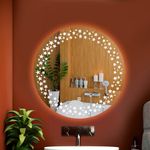 Glass Luppra Round Wall Mounting Mirror With Light |Bathroom Mirror,Venity Mirror,Smart Mirror Size 24X24 Inch| Led Mirror 3 Tone (Cool White, Natural White, Warm White).