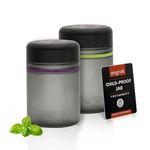 ONGROK Glass Storage Jar, 500ml, 2 Pack, Color-Coded Airtight Glass Containers, UV Herb Jar to with Child Resistant Lid, Perfect Size Jar to Store in a Drawer or Cupboard