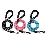 3 Pack Dog Leash 5 FT Heavy Duty Nylon Rope Dog Leash with Comfortable Padded Handle Sturdy Reflective Threads Strong Dog Leash for Medium Large Dogs