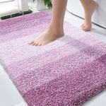 OLANLY Bathroom Rugs Mat 36x24, Extra Soft Absorbent Microfiber Bath Rugs, Rubber Backing, Quick Dry, Washable Bath Mats for Bathroom Floor, Tub, Shower and Home Decor Accessories, Pinkish-Purple