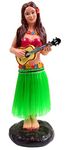 Dashboard Hula Girl Bobblehead Figurine 6" Grass Skirt Dancing Ukelele Hawaii