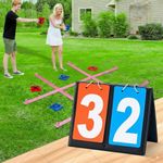 Giant Tic Tac Toe Outdoor Game 4ft x 4ft Portable Bean Bag Toss for Family Kids and Adults with Tabletop Scoreboard Yard Game Set in Yellow