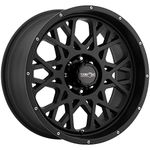 Vision Off-road Wheels, Rocker Style: 412 RWD, Finish: Satin Black w/Chrome Bolts, Wheel Size Inches: 18X9 PCD: 8-165.1 Load Rating lbs. 3650