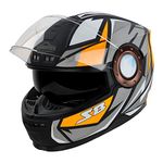 Steelbird SBH-40 Decode ISI Certified Full Face Graphic Helmet for Men and Women with Inner Sun Shield (X-Large 620 MM, Matt Black Orange)