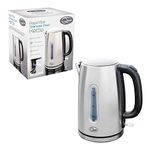 Quest 35349 Stainless Steel Electric Kettle / 1.7 Litre Capacity - 6 Cups/Fast Boiling / 3000W / Cord Storage/Anti-Limescale Filter/Easy Clean