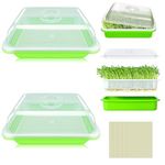 Legigo 2 Pack Seed Sprouter Trays with Lids- Soil-Free Cultivation Germination Tray, BPA Free Micro Greens Growing Trays Seed Sprouting Trays Kit with Germinating Paper for Wheatgrass, Beans and More