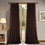 StangH Loft Velvet Curtains Blackout Drapes Interior Decor Large Window Covering with Rod Pocket & Back Tab for High Ceiling/Backdrop, Chestnut, 52 x 120 Each Panel, 2 Pcs