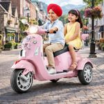 LETZRIDE Kids Electric Ride-On Vespa Scooter, 2 Seater Battery Operated Bike with LED Lights, Music & Foot Accelerator, 3 Wheel Safe Design for Boys & Girls (2–8 Years) (Pink)