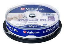 Verbatim 64308 8.5GB Blank Double Layer DVD+R DL 8X Speed IJP Ink Jet Printable White (Pack of 10 Disc Cake Box)