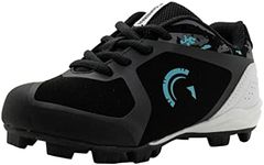 Guardian Baseball Youth Low Top Baseball Cleats for Boys and Girls Softball Cleats - Size 12 Little Kid to 7 Big Kid, Black/Mint, 6 Big Kid