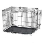 SILVER VALLEY Dog Crate Dog Cage from Small to Large, Pet Dog Puppy Cat Training Cage Crate with 2 Doors Easy Clean Removable Plastic Tray (90cm L x 60cm W x 67cm H)