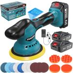 Vkdemer Cordless Car Buffer Polisher, 6 In Mini Buffer Polisher Kit with 2 Pack 21V Rechargeable Batteries,6 Variable Speed 5500RPM Orbital Polisher for Car Boat Detailing, Polishing,Scratch Removing