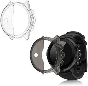 kwmobile Carcasa Compatible con Suunto 9/9 Baro/Spartan Sport Wrist HR Funda - 2X Protector Pantalla Completo - Ultrafino y antigolpes - Transparente/Negro/Transparente