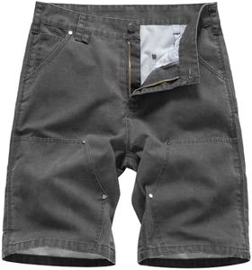Msmsse Mens Cotton Shorts Cargo Elastic Waist Relaxed Fit Casual Outdoor Work Hiking Shorts with Multi Pockets Dark Grey 42