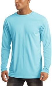 MAGCOMSEN Men's Long Sleeve Shirts UV Sun Shirts for Men Athletic Shirts SPF Shirt Light Swim Shirt Lake Blue,3XL