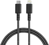 Smartish USB-C to Lightning Cable for iPhone 15/14 - Crown Joule - 6 Foot Universal Fast Fabric Wrapped Charging Cable - Apple MFi Certified for iPhone 15/14/13/12/SE/iPad/AirPods/Android - Black