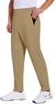 PINSPARK Men's Golf Pants Stretch Lightweight Quick Dry Pants UPF50+ Elastic Waist Pants with Zipper Back Pocket Joggers Khaki