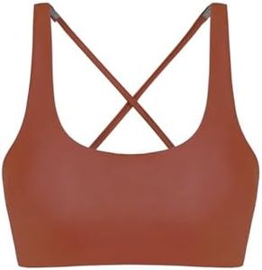 ZAFUL Women's Adjustable Lace-up Bikini Top Push Up Padded Scoop Neck Swimsuit Tops Coffee S