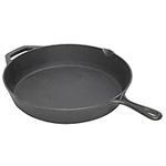 Home Basics 12" Cast Iron Skillet (Black) Frying Pan for Pancakes, Meat, and Fish | Large Skillet for Stovetop and Campfire | Nonstick with Pour Spouts