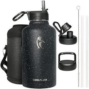 Coolflask 64 oz Insulated Water Bottle with Straw&3 Lids, Half Gallon Insulated Water Jug Galaxy Large Metal Stainless Steel Flask for Gym, Sports and Office, Keep Cold 48H Hot 24H, Starry Night