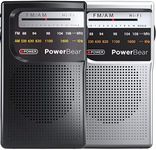 PowerBear Portable Radio | AM/FM, Battery Operated, Long Range (Black,Silver)