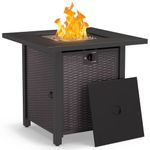 Propane Fire Pit Table, 28 Inch 50,000 BTU Auto-Ignition Gas Fire Pit Table, CSA Certification, Rattan-Look with 6.6 Lbs Lave Rock for Garden/Patio/Porch/Backyard.
