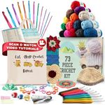 Little Chiltern 73 Piece Crochet kit for Beginners Adults & Professional | Learn & Craft with 21 Ergonomic Hooks & 15 Crochet Yarn for Crocheting | Perfect & Sturdy Organizer for Travel