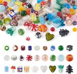 Craftdady 200 pcs Mixed Shapes & Colors Lampwork Glass Beads Loose Beads Fit Most Major Charm Bracelets, About 4~20mm Wide, 4~20mm Long, Hole: 1~2.5mm (Style 1)