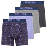 True Religion Mens Boxer Briefs Cotton Stretch Underwear for Men Pack of 4, Purple, Large