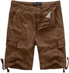 WenVen Men's Summer Cotton Twill Carpenter Shorts Cargo Pant, Coffee, 38