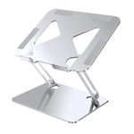 Standly Laptop Stand, Aluminum Portable Laptop Riser, Multi-Angle Laptop Holder with Heat Vent, Adjustable Laptop Stand for Desk, Compatible with all types & sizes Laptops, iPads,Tablets,books-Silver