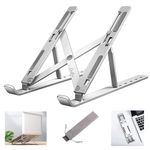 MINIMART Aluminum Tabletop Laptop Stand Ergonomic Foldable Portable Laptop Stand Holder Compatible for MacBook, HP, Dell, Lenovo & All Other Notebook (Sliver)