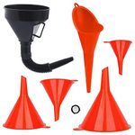 Universal Funnel Set,1Plastic Funnel Gasoline Engine Funnel,1 Long Mouth Funnel for Car Motorcycles,4 Mini Filling Funnel for Kitchen or Workshop - Oil Funnel（6Pcs）