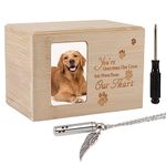 DASNTERED 3pcs Pet Urn Cremation Box Set, Wood Casket for Dogs or Cats Ashes, Memorial Photo Box Pet Ashes Holder with Urn Pendant, Pet Cremation Box for Dogs Cats Ashes(as shown)