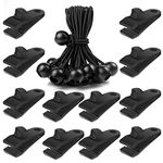 Tarp Clips, Tarp clips heavy duty and Ball Bungee Cords 24 Pcs, CLIO Tarp Clamps Heavy Duty Lock Grip, Tent Pool Awning Fasteners Clips with 6 Inch Bungee Ball Cords for Outdoor Camping Canopies Tarps Cargo Tent etc.